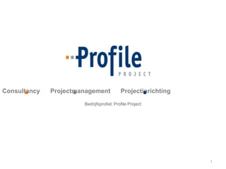 Consultancy      Projectmanagement      Projectinrichting Bedrijfsprofiel: Profile Project 1 