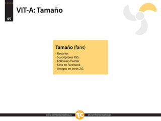 VIT-A: Tamaño
45




                      Tamaño (fans)
                      - Usuarios
                      - Suscript...