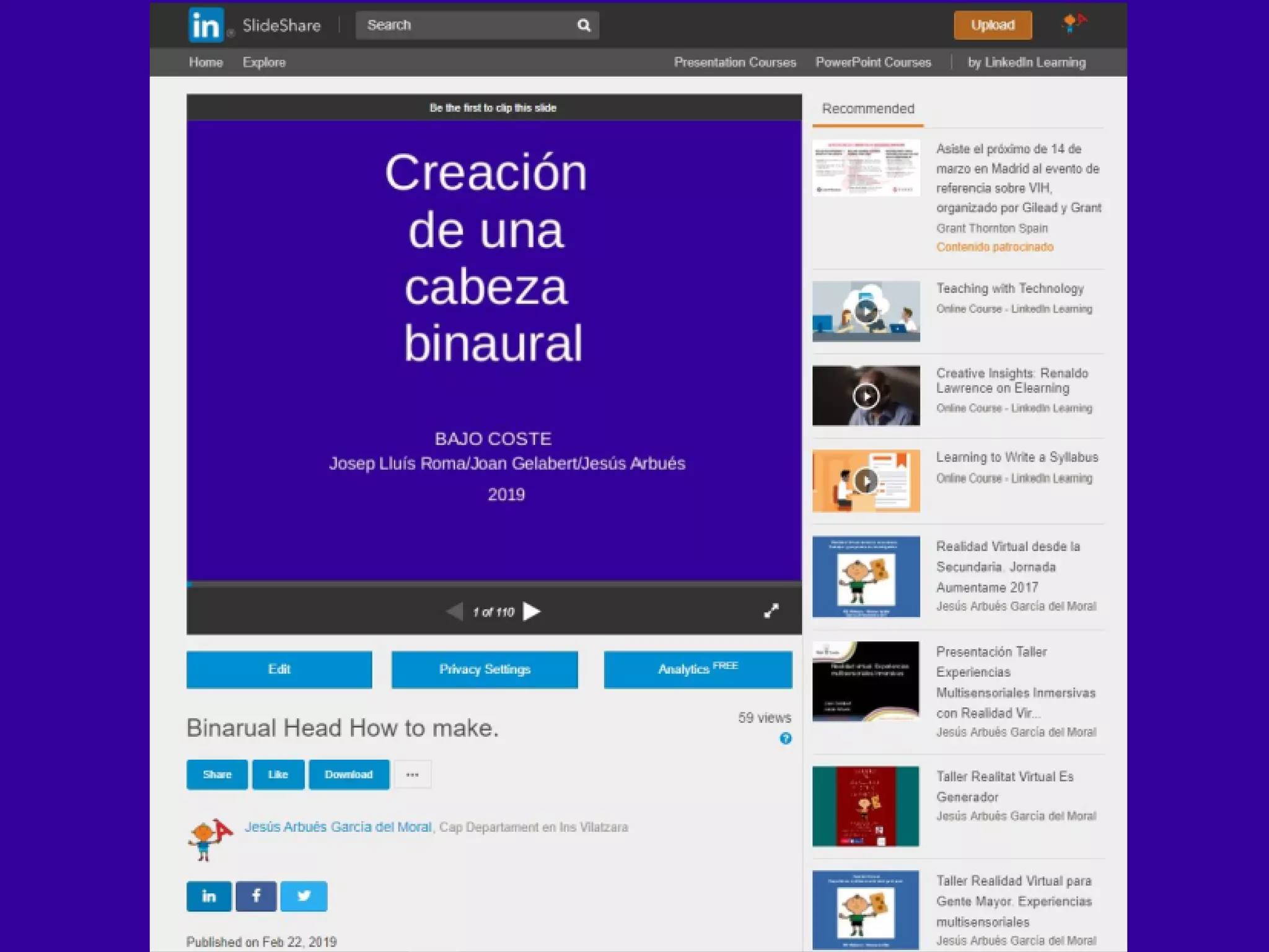 SONIDO BINAURAL DE BAJO COSTE
 