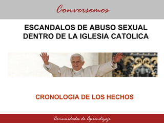CRONOLOGIA DE LOS HECHOS Conversemos Comunidades de Aprendizaje ESCANDALOS DE ABUSO SEXUAL DENTRO DE LA IGLESIA CATOLICA 