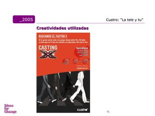   _2005 Cuatro: “La tele y tu” Creatividades utilizadas 