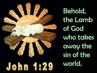 Behold, the Lamb of God who takes away the sin of the world.John 1:29