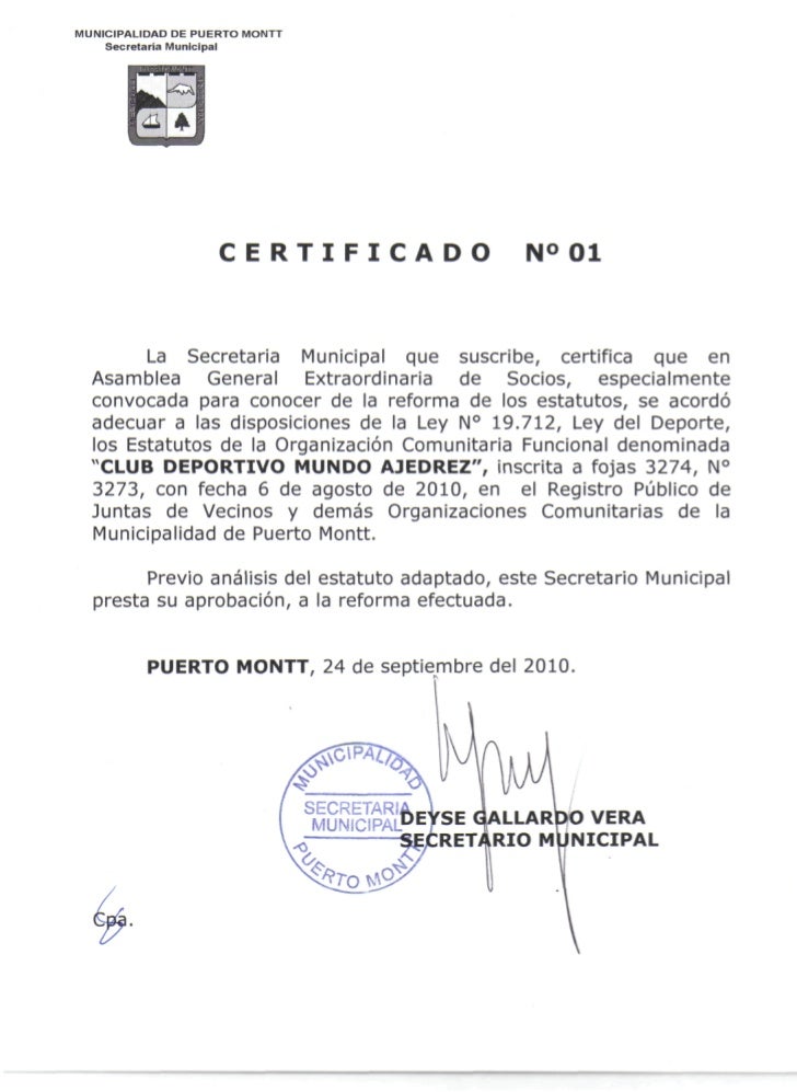 Certificado Adecuación Estatutaria
