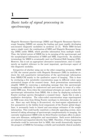 Signal Processing In Magnetic Resonance Spectroscopy With Biomedical ...
