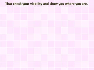 That check your viability and show you where you are,
 