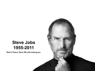Steve Jobs
      1955-2011
Rest In Peace, Steve !We will missing you
 