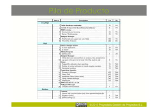 Pila de Producto




          © 2010 Proyectalis Gestión de Proyectos S.L.
 