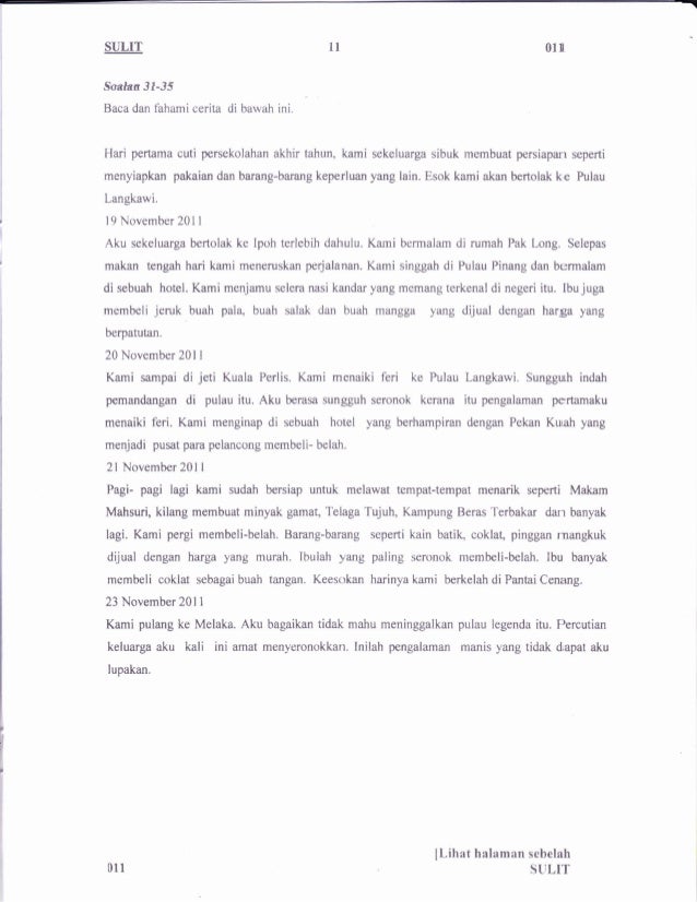 Soalan Percubaan UPSR 2012 Negeri Melaka Soalan Bahasa 