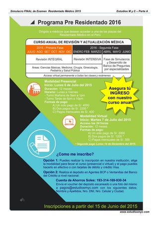 Simulacro FINAL de Examen Residentado Médico 2015 Estudios M y C – Parte A
www.estudiosmyc.com
 