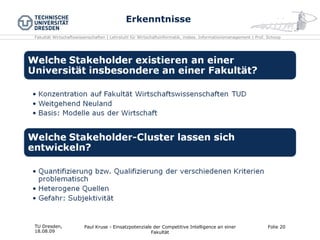 Erkenntnisse TU Dresden,  18.08.09 Paul Kruse - Einsatzpotenziale der Competitive Intelligence an einer Fakultät Folie  