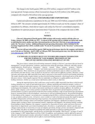 Chevron2008  4Q Earnings Release