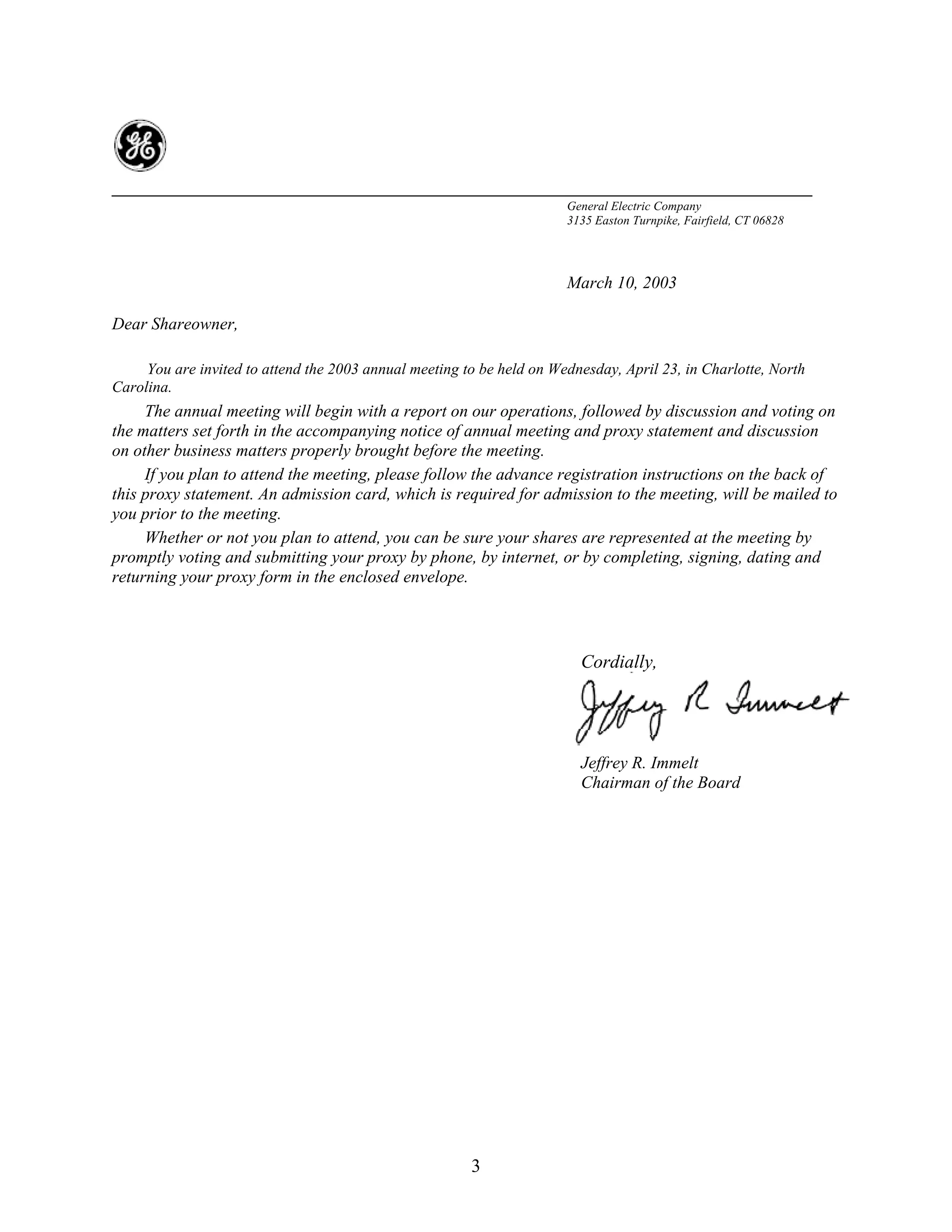 GE# 2003 Proxy Statement 