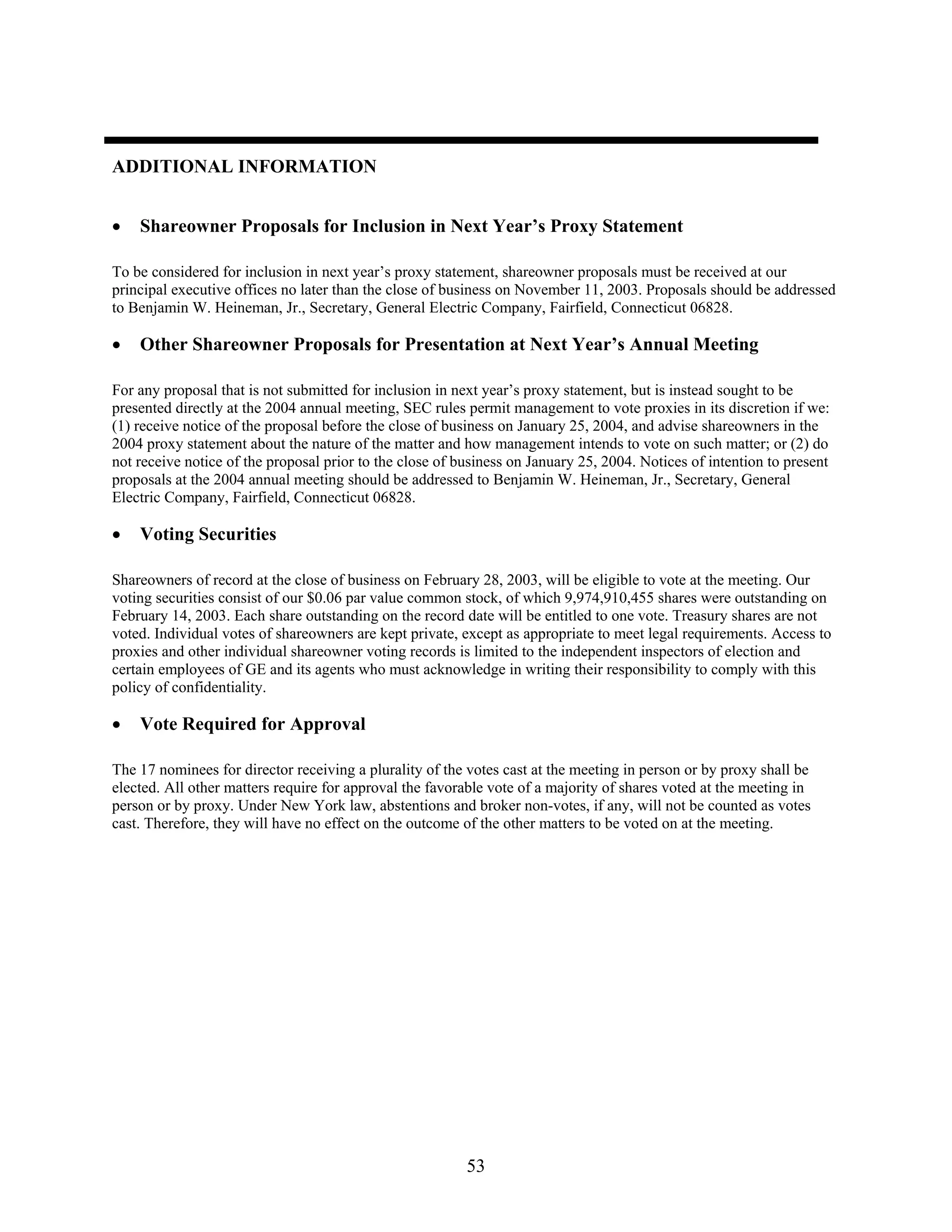 GE# 2003 Proxy Statement 