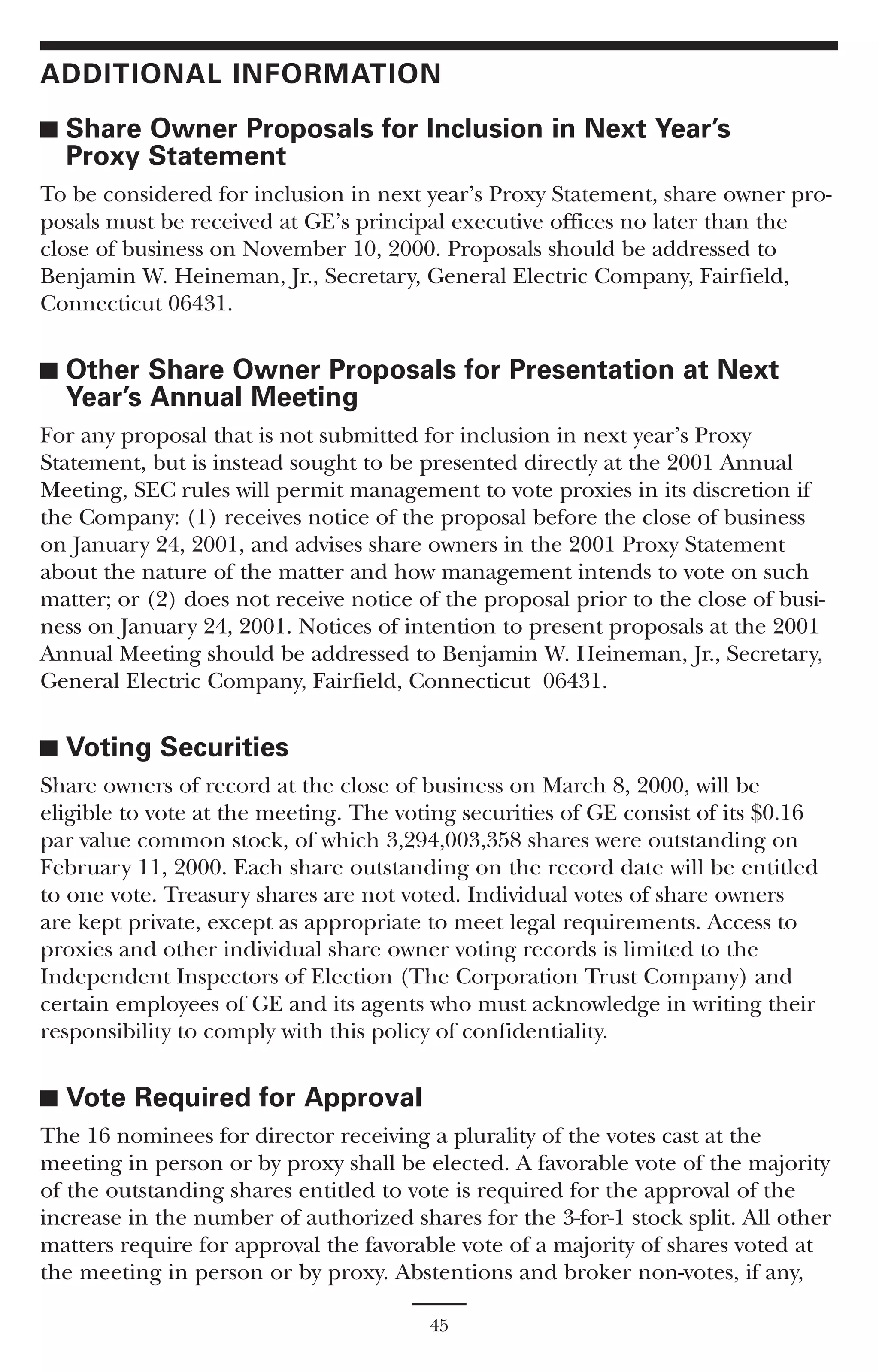 GE# 2000 Proxy Statement 