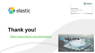 ‹#›
https://www.elastic.co/subscriptions
Thank you!
David Pilato
Developer | Evangelist
@dadoonet
 