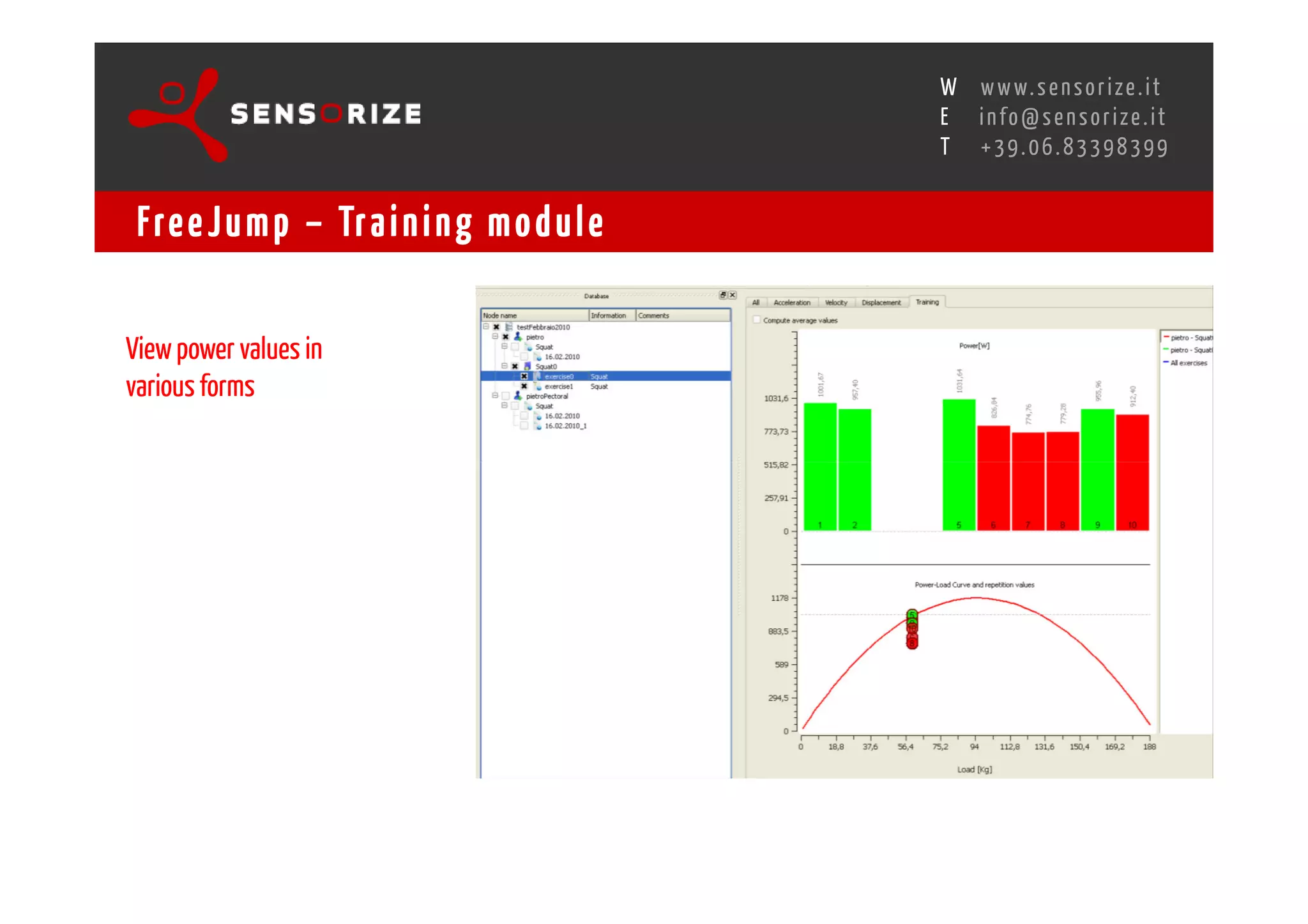 S E C O N D I N N O - D E A L T R A N S R E G I O N A L W O R K S W O Pw w w. s e n s o r i z e . i t
                                                                                         H
                                                     R O M E 1 3 - 1 5 O C T O B E R 2 0 0 8i n f o @ s e n s o r i z e . i t
                                                                                         E
                                                                                                T    +39.06.83398399


 Fre e J u m p – Tr a i n i n g m o d u l e

View power values in
various forms
 
