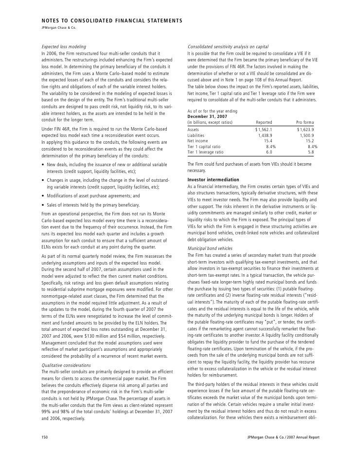 Chase Consolidated financial statements and Notes