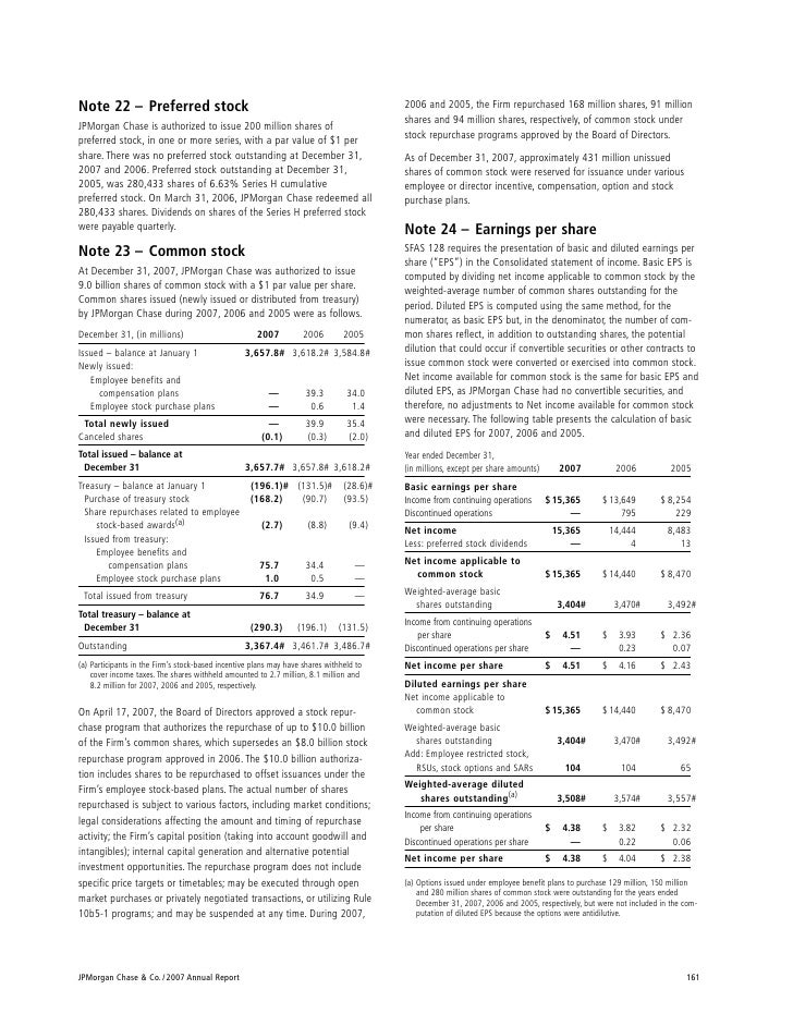 Chase Consolidated financial statements and Notes
