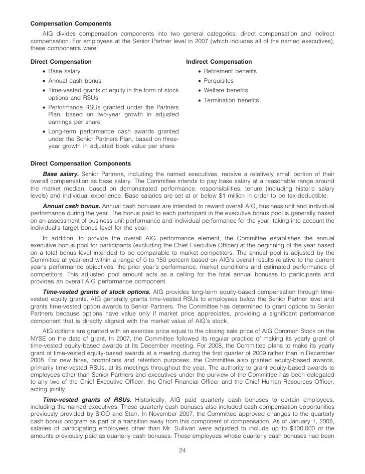 Aig employee stock options