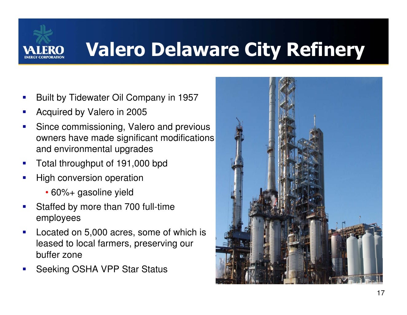 valero energy Delaware City Refinery Tour Aug. 27, 2007