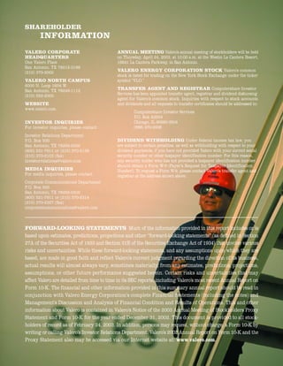 valero energy Annual Reports 2002