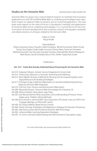 Pascal Staab Federated Query Processing for the Semantic Web 1st Edition C. Buil ...
