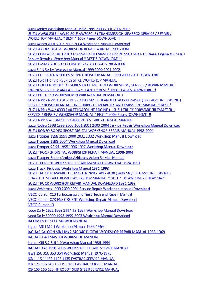 2000 Isuzu Npr Owners Manual