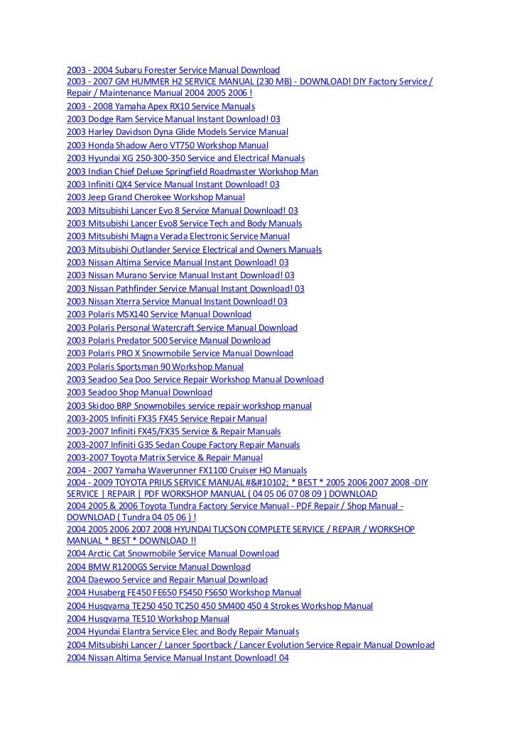 2005 subaru forester factory service manual