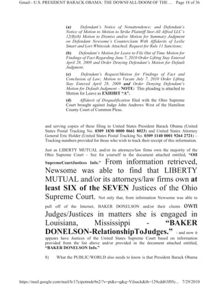 10/09/10 "Emergency Motion To Stay; Emergency Motion For Enlargement Of Time and Other Relief The United States Supreme Court Deems Appropriate To Correct The Legal Wrongs/Injustices Reported Herein"