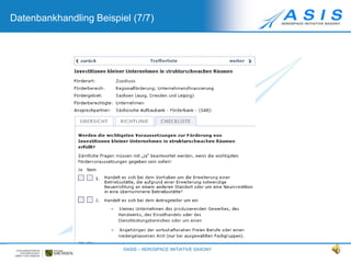 ©ASIS – AEROSPACE INITIATIVE SAXONY9Datenbankhandling BeispielDatenbankhandling Beispiel (6/7)©ASIS – AEROSPACE INITIATIVE SAXONY9©ASIS – AEROSPACE INITIATIVE SAXONY9