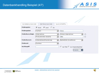 Datenbankhandling Beispiel (3/7)©ASIS – AEROSPACE INITIATIVE SAXONY6