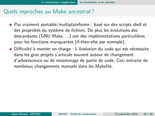 chiers 
objets entre eux 
Johan Moreau (IRCAD) ENVOL - Outils de construction 27 septembre 2010 10 / 98 
 