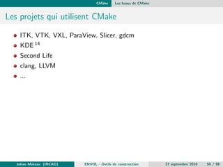 La construction d'application Les limitations et les solutions 
La reponse du monde libre 
Creation d'autoconf en 1991 par David J. MacKenzie : apparition du 
script con 