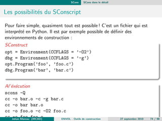 gure 
Lancement de make 
Lnacement de make install 
Bon allez, on se lance... 
Johan Moreau (IRCAD) ENVOL - Outils de construction 27 septembre 2010 32 / 98 
 