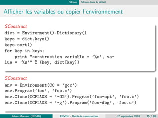 GNU Autotools Les bases de GNU Autotools 
Notre petit Hello World 
src/main.c 
#include stdio.h 
int main(int argc, char* argv []) 
f 
printf (Hello Worldnn); 
return 0; 
g 
Johan Moreau (IRCAD) ENVOL - Outils de construction 27 septembre 2010 33 / 98 
 