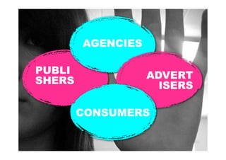 AGENCIES

PUBLI              ADVERT
SHERS                ISERS

        CONSUMERS
 