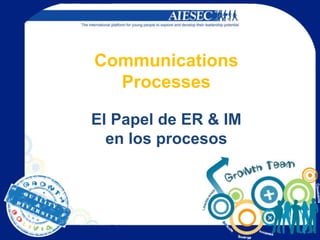 CommunicationsProcesses El Papel de ER & IM  en los procesos  