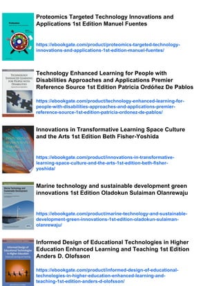 Innovations in Technology Enhanced Learning 1st Edition Anton Ravindran ...
