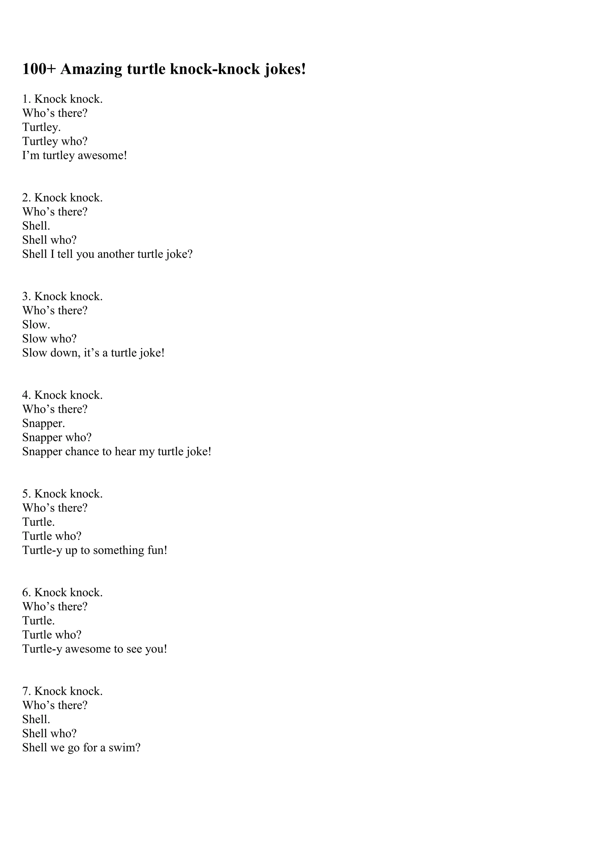 100+ Amazing Knock Knock turtle jokes.pdf