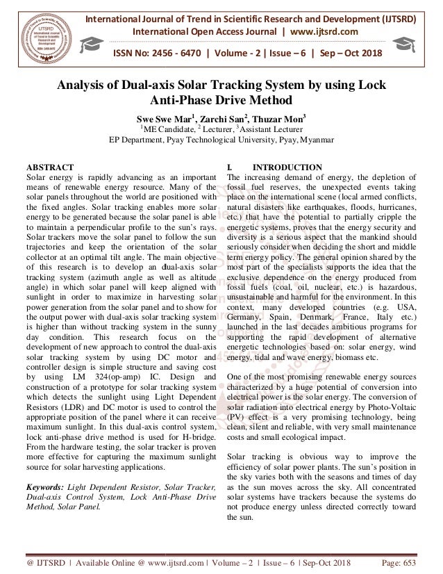 Analysis Of Dual Axis Solar Tracking System By Using Lock