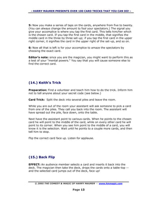 Card Trick Making Instructions.pdf 100 card tricks | PDF