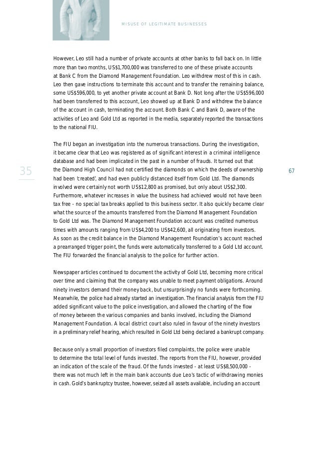 100 Money Laundering cases from the Egmont group