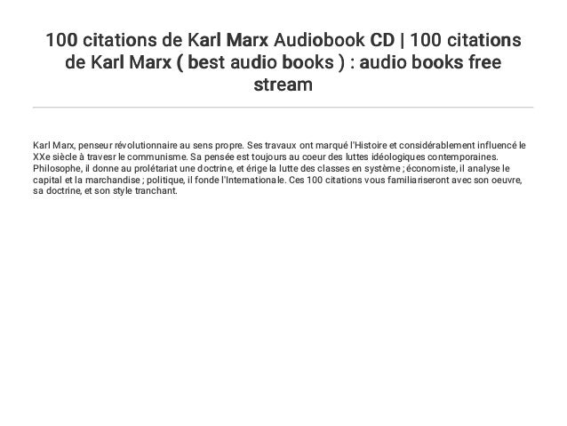 100 Citations De Karl Marx Audiobook Cd 100 Citations De Karl Marx