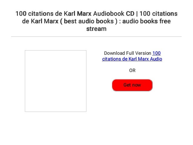100 Citations De Karl Marx Audiobook Cd 100 Citations De Karl Marx