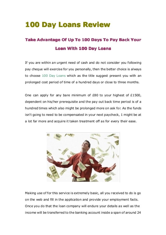 100 day loans phone number