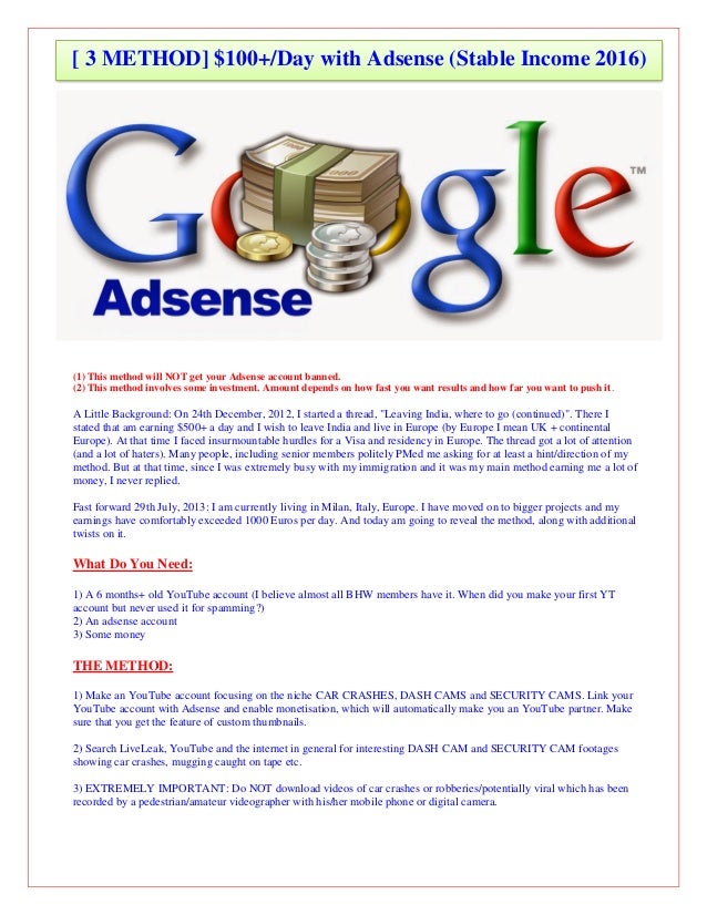 100 Day With Adsense Stable Income Easy Steps 2016 - 