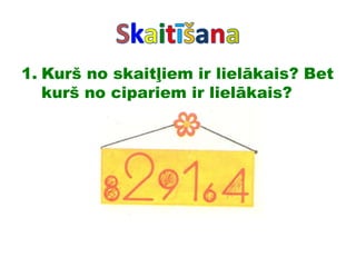 1. Kurš no skaitļiem ir lielākais? Bet
kurš no cipariem ir lielākais?
 