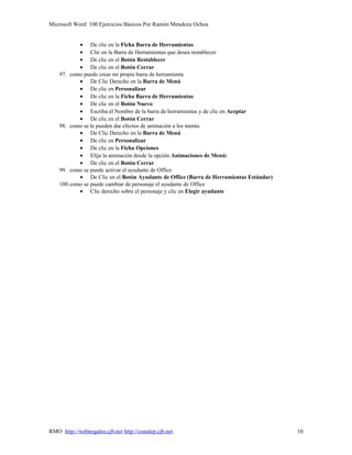 100 ejercicios de microsoft word | DOC