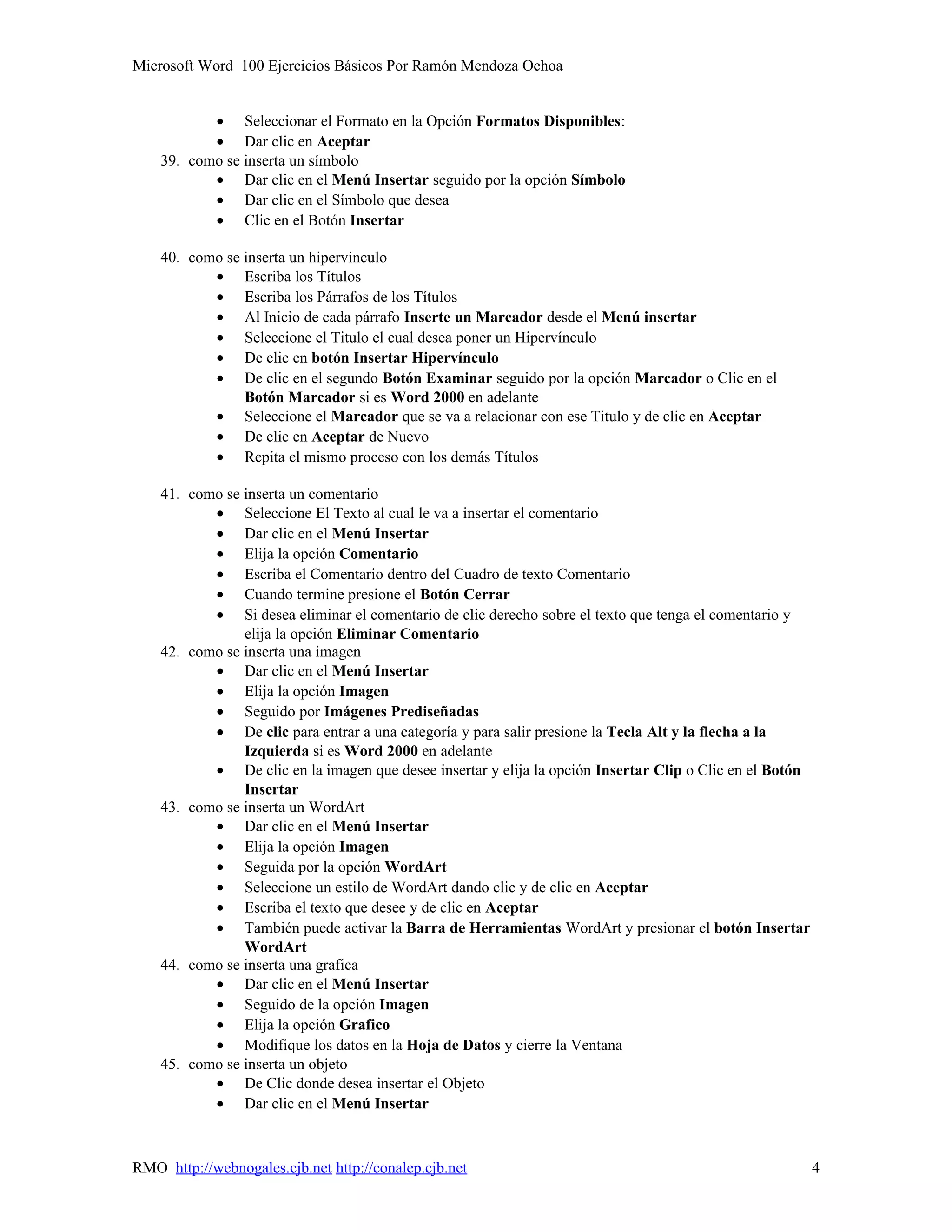 100 ejercicios de microsoft word | DOC | Desktop Publishing | Computer ...