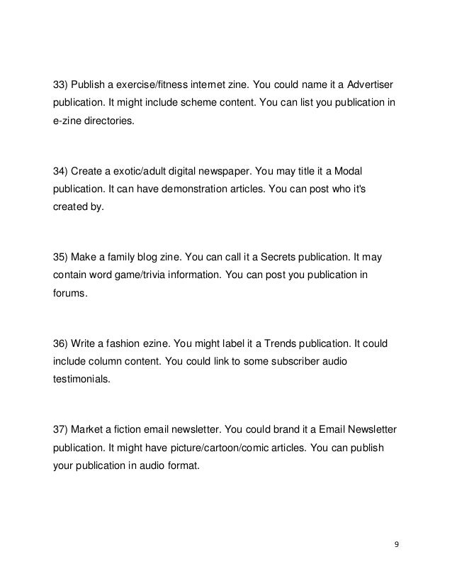 100 Ezine Publishing Ideas - that can be used for newsletters, e-zin…